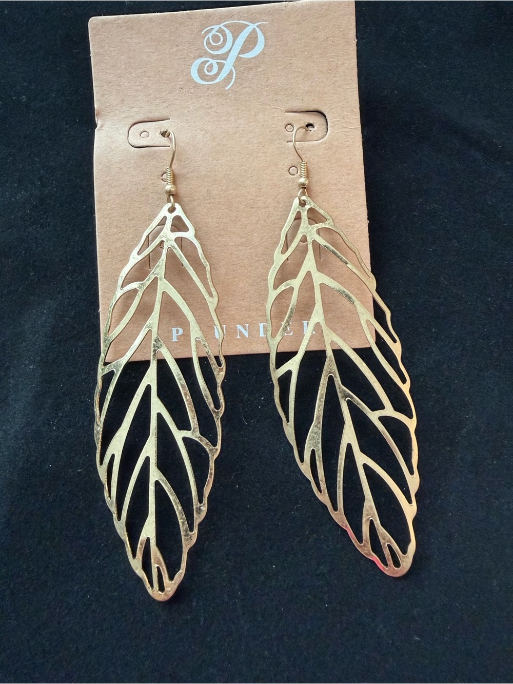 Plunder Gold Leaf Cutout Drop Earrings